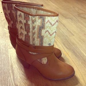 Brown Indian style BKE Heeled Boots